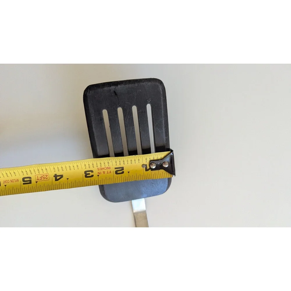 Vintage Black Slotted Nylon Turner Spatula Stainless Steel Neck Plastic Handle